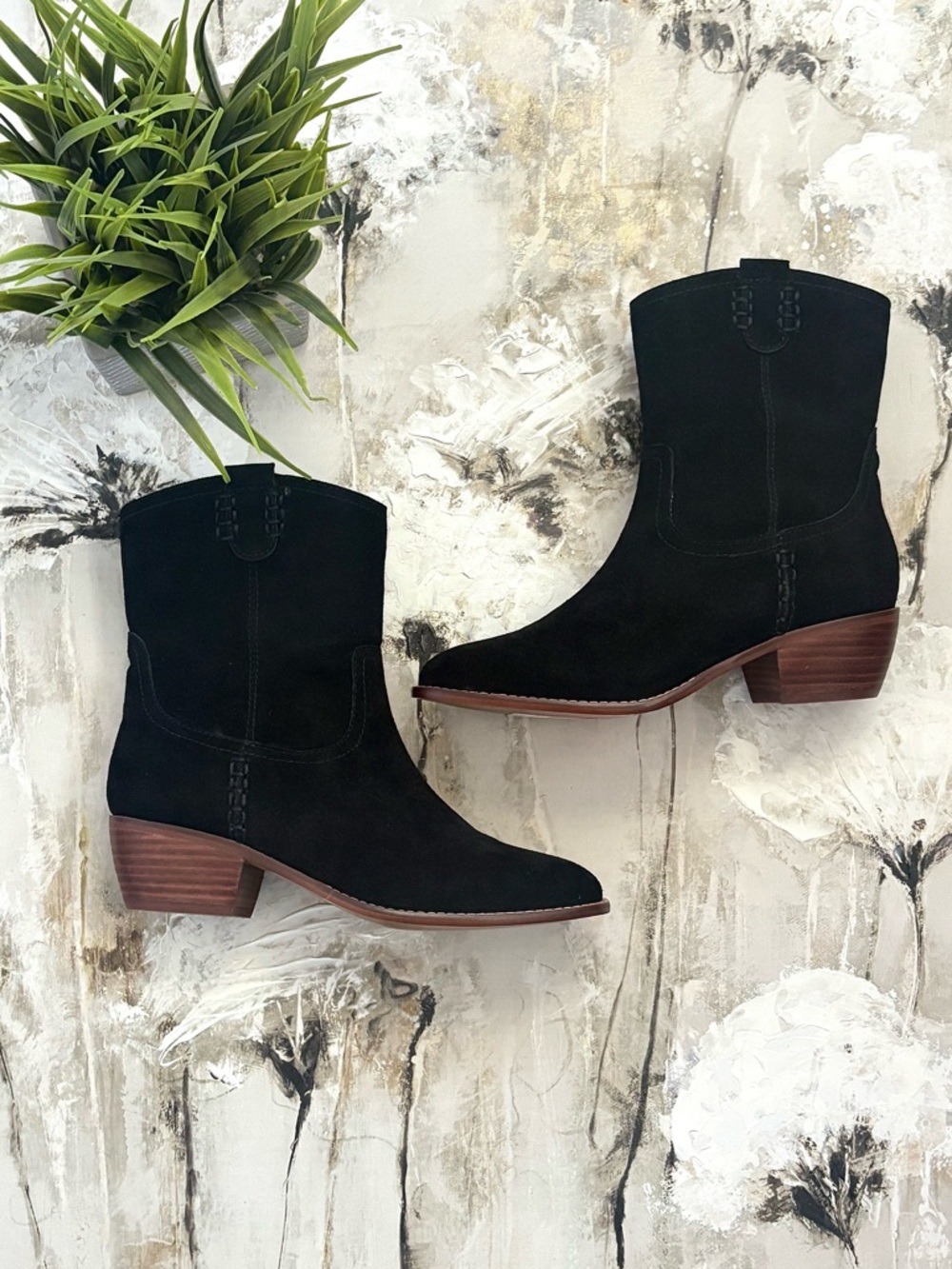 MIA Classic Black Suede Western Booties